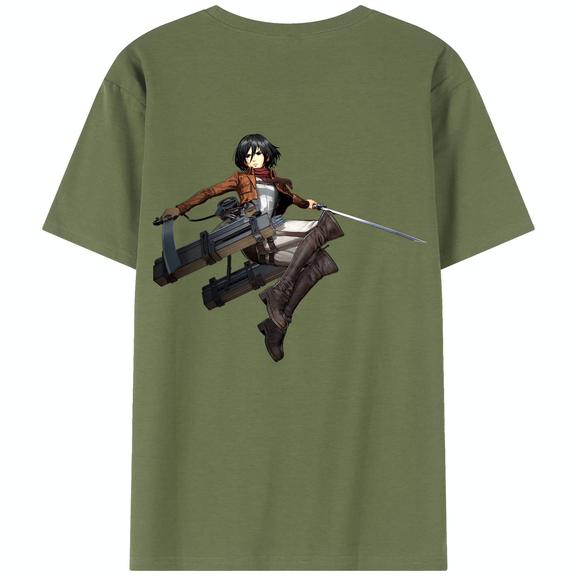 （画像用） 進撃の巨人 ミカサ·アッカーマン Attack on Titan Mikasa Ackerman 綿100％半袖Tシャツ（背面プリント）